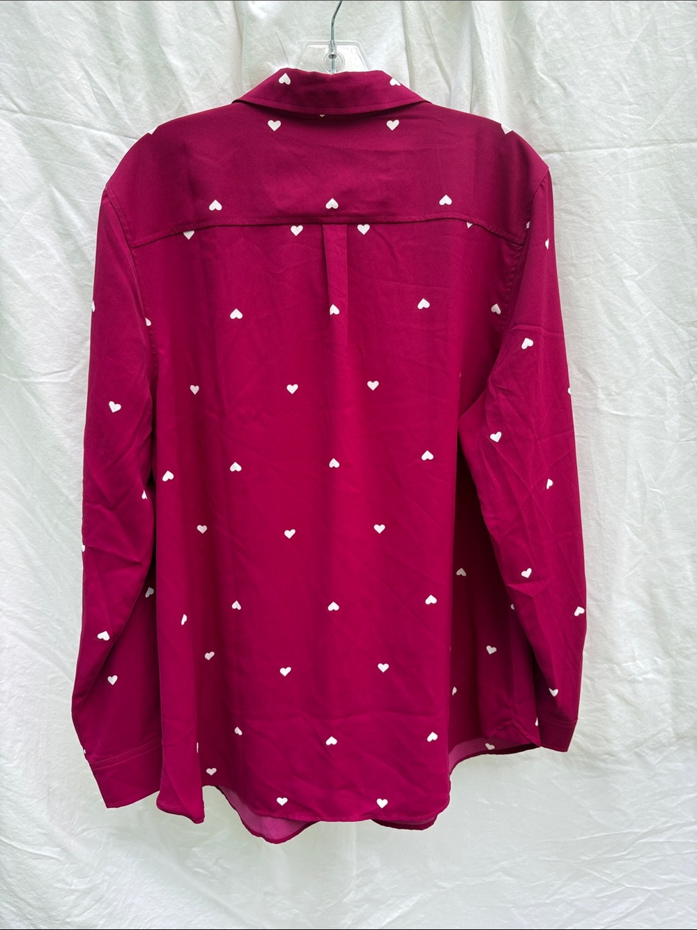 Talbots Raspberry Heart Print Button-Down Shirt - Picture 6 of 6